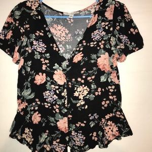 American Eagle floral shirt